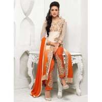 Orange and White BARONIAL PARTY WEAR SALWAR SUITS