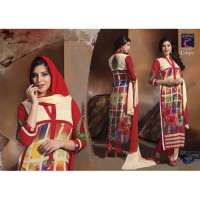 Red and Cream Crispy GEORGETTE Summer Wear Salwar Kameez