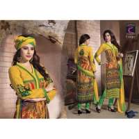Yellow Crispy GEORGETTE Semi Stitched Salwar Kameez