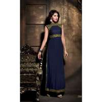 Blue Pakistani Designer Suit Long Kameez Party Dress