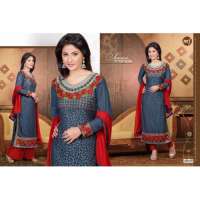 Grey and Red HASEENA 2 PARTY WEAR SHALWAR KAMEEZ 