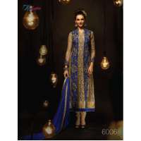 Blue Gold Net Party Dress Indian Salwar Suit 