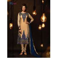 Cream Blue Salwar kameez Party Outfit