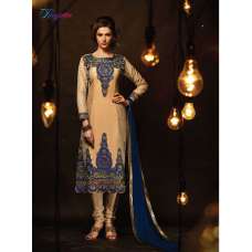 Cream Blue Salwar kameez Party Outfit