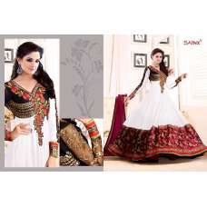 White SATHIYA BY SAINX DESIGNER WEAR ANARKALI
