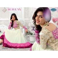 Pink White Kriti Sanon Indian Party Wear Anarkali Suit