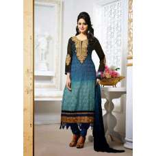Snorkel Blue and Black Tamanna 2 Georgette Long Length Salwar Kameez