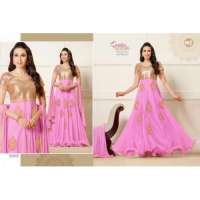 Pink & Gold Girls Prom Dress Indian Anarkali Gown