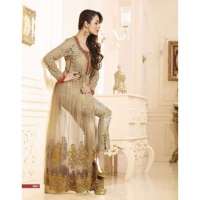 Malaika Arora Khan Glossy 3 Show Stopper Golden Faux Georgette Party wear 