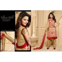 Golden Red KEYAS 4 GEORGETTE LONG LENGTH STRAIGHT SUITS