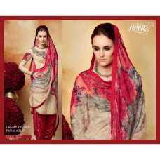 Cream & Red Indian Party Wear Punjabi Patiyala Suit