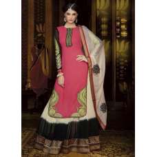 Mehak Pink and Black Georgette Long Length Designer Dress