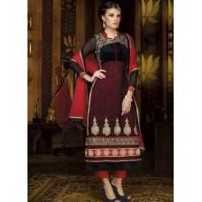 Mehak Red and Black Georgette Long Length Designer Dress