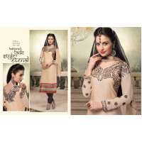 Cream and Black BEAUTIFUL NITA PARTY WEAR LONG STRAIGHT SALWAR KAMEEZ