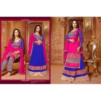 Blue and Pink SAARA 3 WEDDING WEAR HEAVY EMBROIDERED LEHENGA