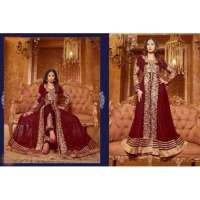 Dark Red SAARA 3 WEDDING WEAR HEAVY EMBROIDERED LEHENGA