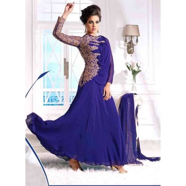 Blue Wedding Party Outfit Maxi Gown