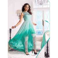Sea Green WEDDING WEAR GEORGETTE & NET LONG ANARKALI SUIT