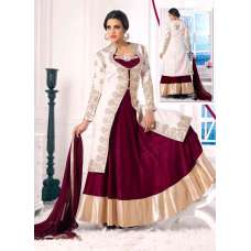 White and voilet WEDDING WEAR GEORGETTE & NET LONG ANARKALI SUIT