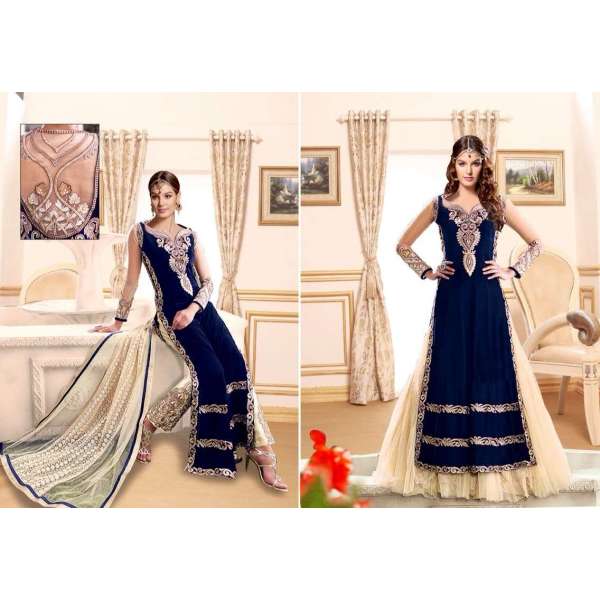BLUE Z PLUS DETAILED EMBROIDERED WEDDING WEAR LENGHA