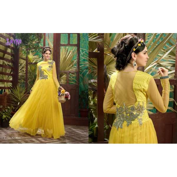 Buttercup Yellow SAYNA ADA WEDDING WEAR HEAVY EMBROIDERED GOWN