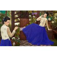 Cream and Blue SAYNA ADA WEDDING WEAR HEAVY EMBROIDERED GOWN