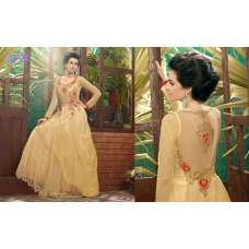 Golden SAYNA ADA WEDDING WEAR HEAVY EMBROIDERED GOWN