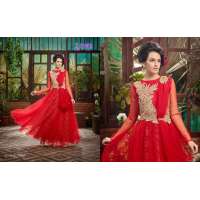 Red SAYNA ADA WEDDING WEAR HEAVY EMBROIDERED GOWN