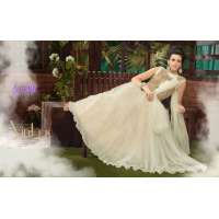 White SAYNA ADA WEDDING WEAR HEAVY EMBROIDERED GOWN