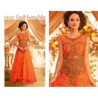 Orange and Gold GOWNS 2 WEDDING WEAR HEAVY EMBROIDERED GOWN