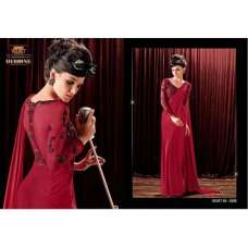 Maroon Indian Designer Saree Style Dress