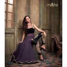 Black Velvet Georgette Suit Front Slit Indian Party Dress 