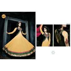 Yellow Anarkali Suit Black Jacket Top Flowy Dress Party Wear