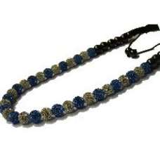 GORGEOUS FULL CRYSTAL BUBBLEGUM STYLE NECKLACE BLUE AND CHAMPAGNE