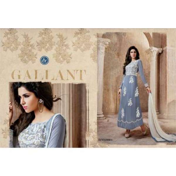 D.No.19004 Lilac Gray Roles Churidaar Suit