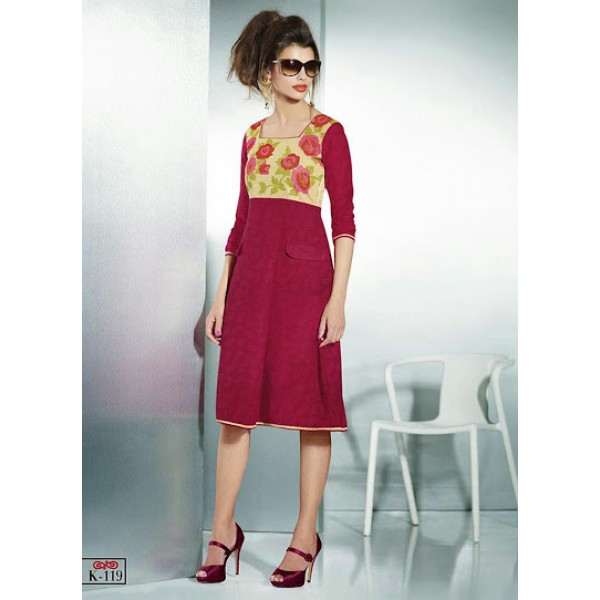 Dark Pink Designer Kurti Indian Party Wear Tops 