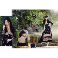 Black Palazzo Suit Dress Material Semi Stitched