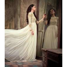 White Maskeen Maisha Crush Anarkali Grown (Ma2209) ( REPLICA )