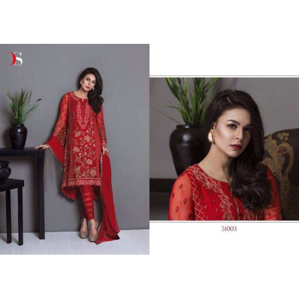 51003 CINNAMON STICK RED BAROQUE PAKISTANI DESIGNER STYLE SUIT