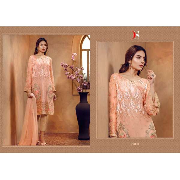 Peach Embroidered Salwar Suit Indian Designer Party Dress
