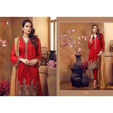 Red Indian Designer Suit Chiffon Embroidered Dress