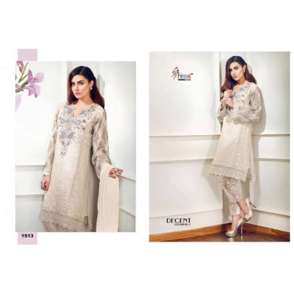 1513 WHITE BAROQUE EMBROIDERED PAKISTANI DESIGNER STYLE SUIT 