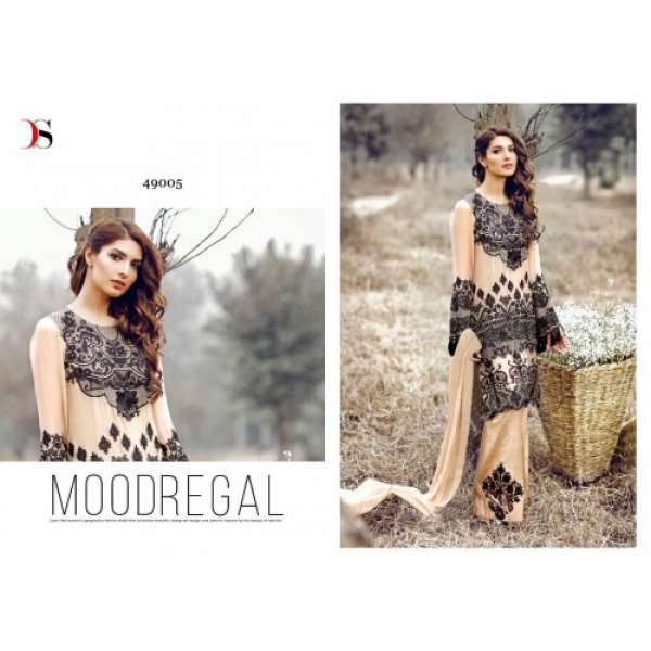 49005 BEIGE AND BLACK DEEPSY RAZEENA POLY GEORGETTE DESIGNER SALWAR KAMEEZ