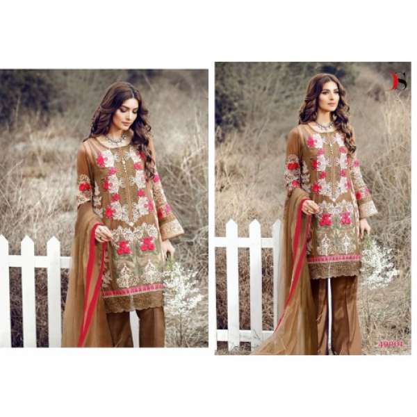 49001 BROWN DEEPSY RAZEENA POLY GEORGETTE DESIGNER SALWAR KAMEEZ