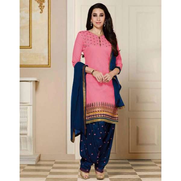 Blue Pink Bollywood Patiyala Punjabi Style Suit