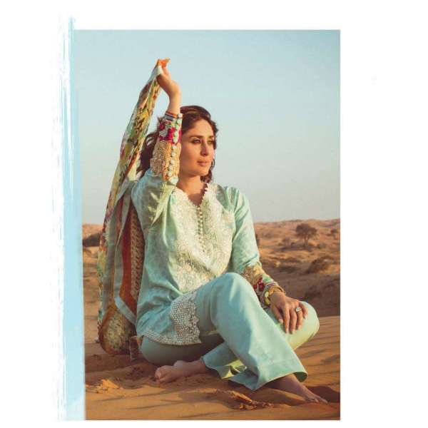 FM12 LIGHT BLUE KAREENA KAPOOR STYLISH SPRING SUMMER READY MADE LAWN SUIT