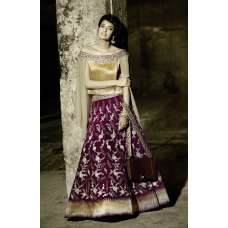 ZF15005 GOLD AND PURPLE ZOYA FEELINGS WEDDING WEAR VELVET DRESS