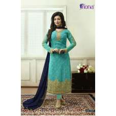 Turquiose Party Wear Semi stitched Salwar Suit