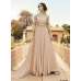 Orange Peach Glossy Wedding Party Wear Anarkali Gown 