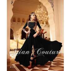 7101-B BLACK GLOSSY PARTY WEAR GEORGETTE DRESS
